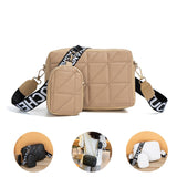 2Pcs Rhombus Shoulder Bag With Wallet Letter Print Wide Shoulder Strap Small Square Bag Large Capacity Cell Phone Crossbody Bags 4 - Tophatter Daily Deals