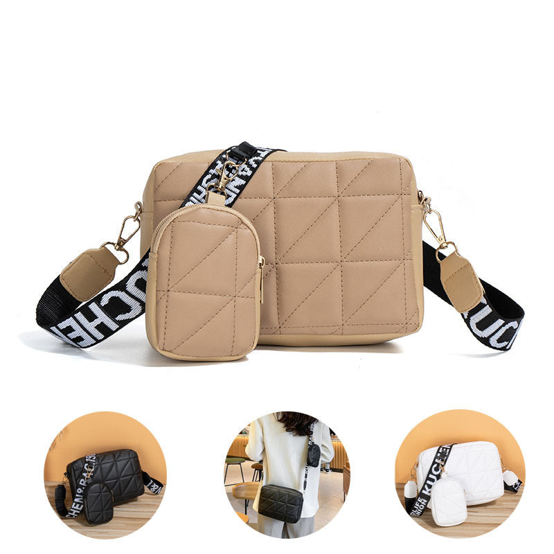 2Pcs Rhombus Shoulder Bag With Wallet Letter Print Wide Shoulder Strap Small Square Bag Large Capacity Cell Phone Crossbody Bags 4 - Tophatter Daily Deals