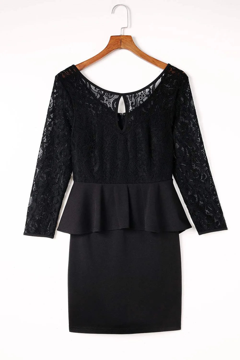 Lace Detail Long Sleeve Mini Dress Cocktail Dresses - Tophatter Daily Deals