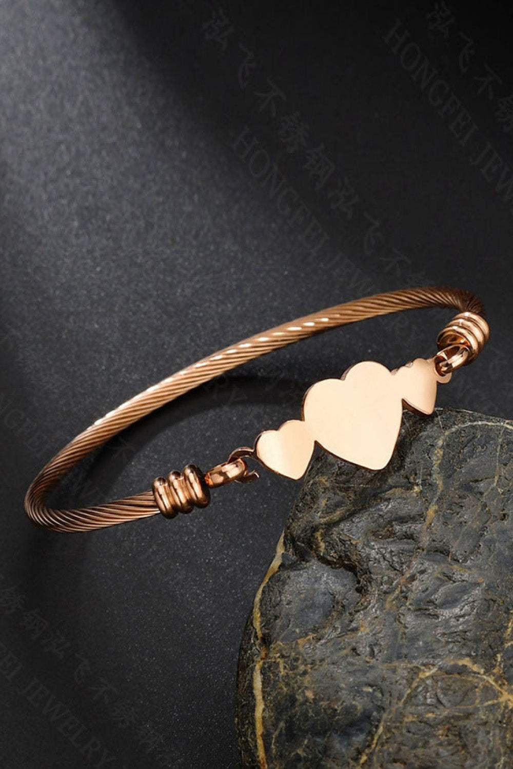 Heart Stainless Steel Bracelet Rose Gold One Size Bracelets - Tophatter Daily Deals