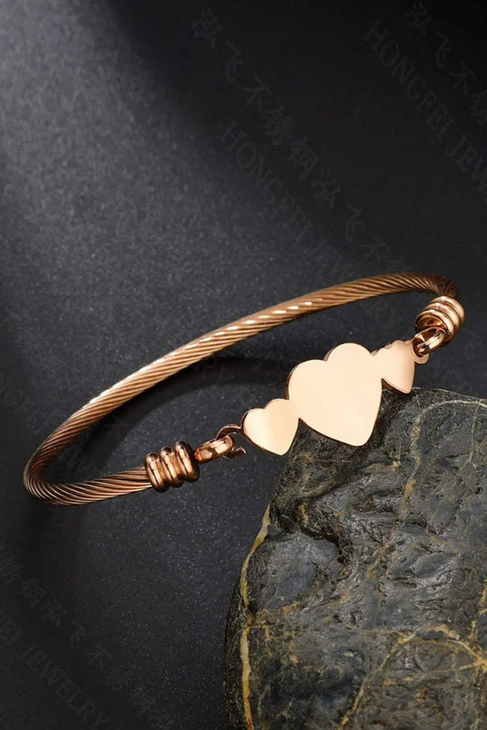 Heart Stainless Steel Bracelet Rose Gold One Size Bracelets - Tophatter Daily Deals