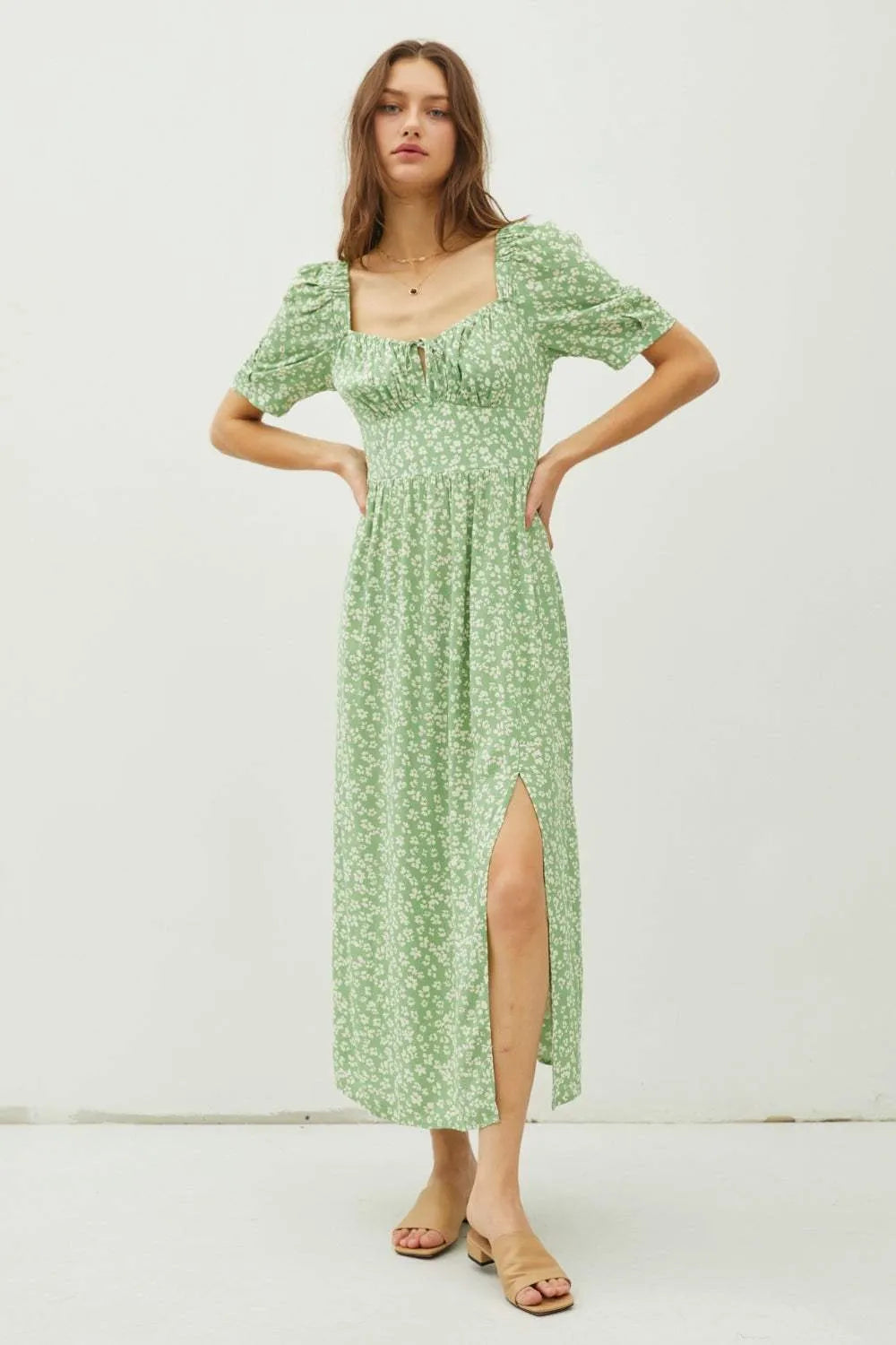 Be Cool Floral Smocked Back Slit Dress Casual Dresses - Tophatter Daily Deals