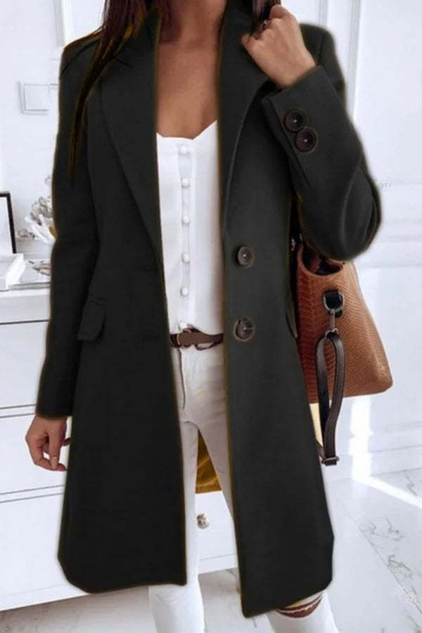Fitted Classic Women's Wool Coat - Longline Slim Fit Woolen Black 3D Changing Face Moving Picture Frame - Tophatter Daily Deals