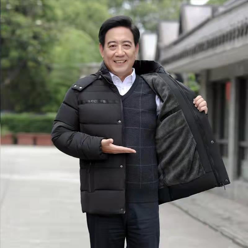 Insulating Men’s Padded Coat - Mid-Length, Fleece Lined 0051 Black 3D Changing Face Moving Picture Frame - Tophatter Daily Deals