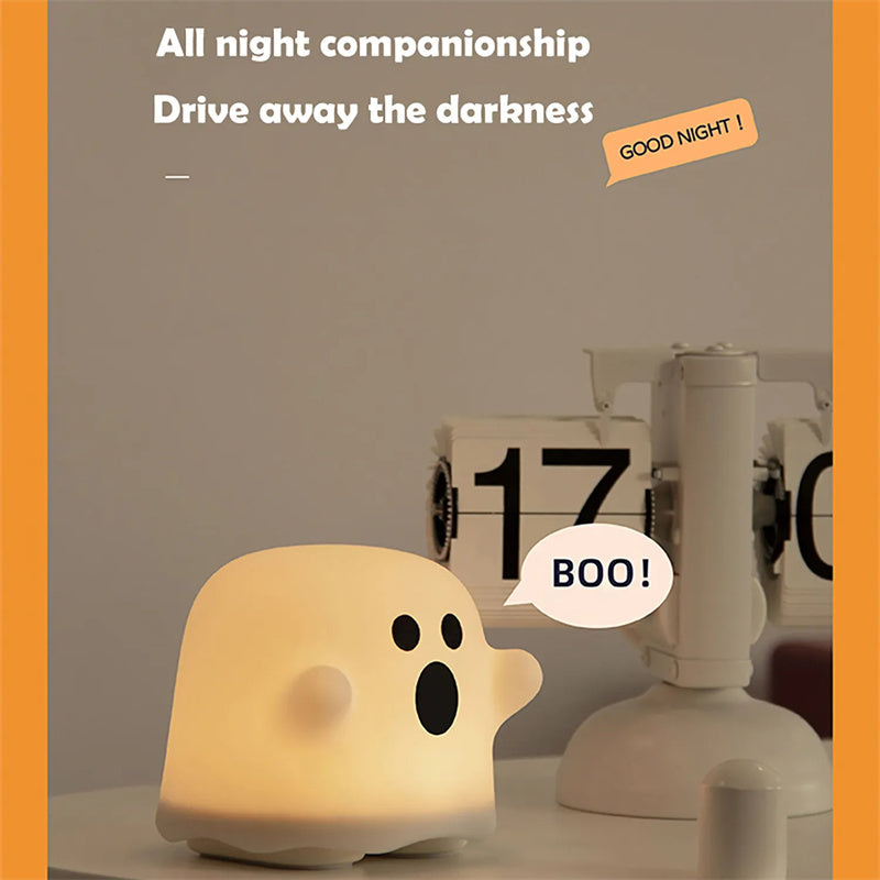 Silicone Night Light Touch Lamp Bedside Cute Halloween 3D Changing Face Moving Picture Frame - Tophatter Daily Deals