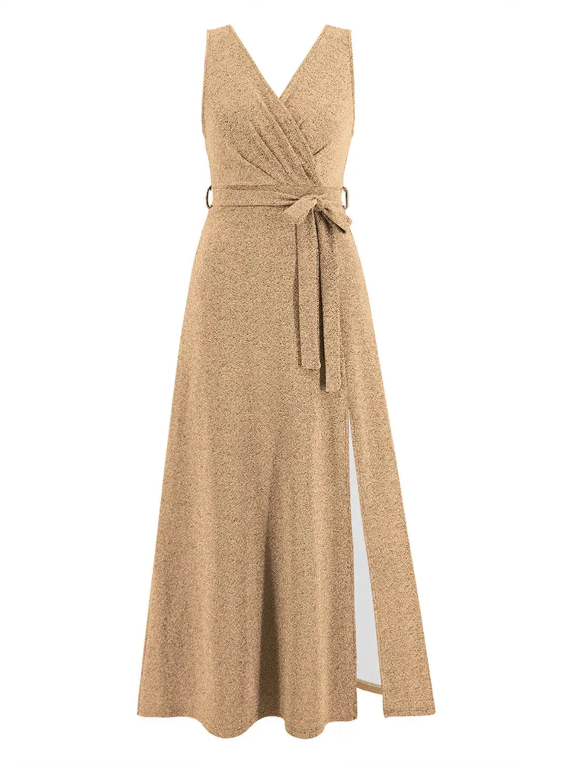 Slit Surplice Tie Waist Sleeveless Dress Cocktail Dresses - Tophatter Daily Deals