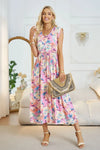 Floral V-Neck A-Line Midi Dress Casual Dresses - Tophatter Daily Deals