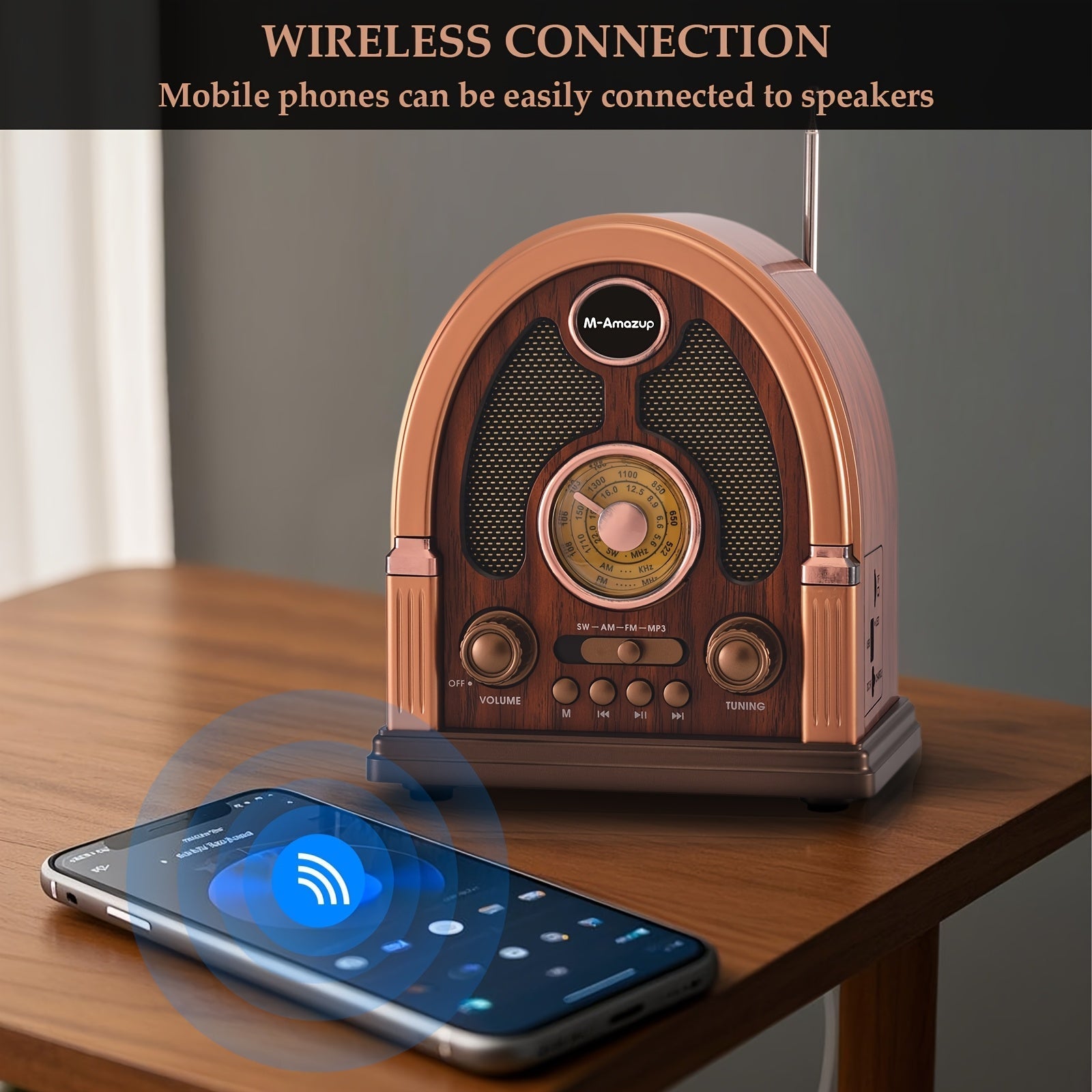 Wireless Vintage Radio with USB, FM/AM/SW Playback Camping & Hiking - Tophatter Daily Deals