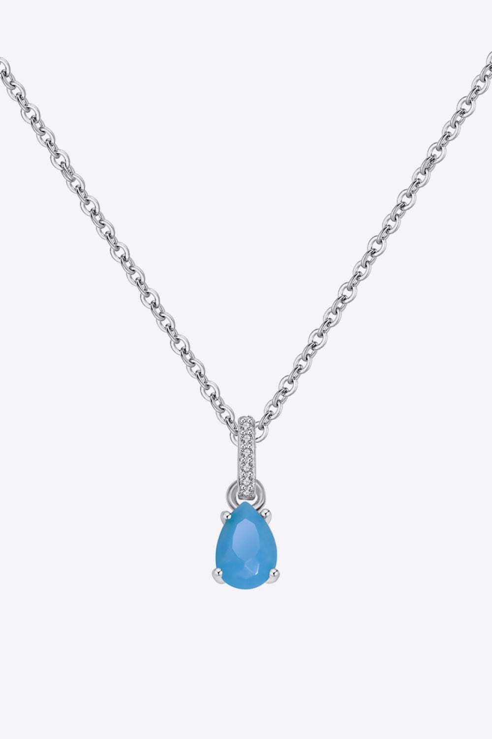 Teardrop Turquoise 4-Prong Pendant Necklace Necklaces - Tophatter Daily Deals