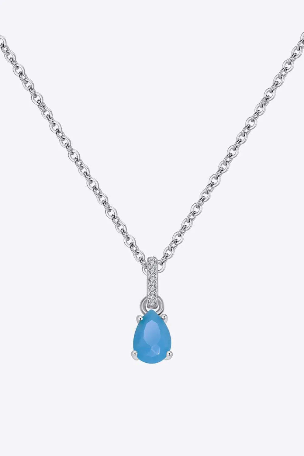 Teardrop Turquoise 4-Prong Pendant Necklace Necklaces - Tophatter Daily Deals
