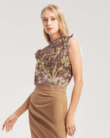 BEAUTIFUL PURPLE GITTER DESIGN CREATED BY FLIPSTYLEZ Women's All-Over Print Ruffle Sleeve Top All-Over Print Tees & Tops - Tophatter Daily Deals