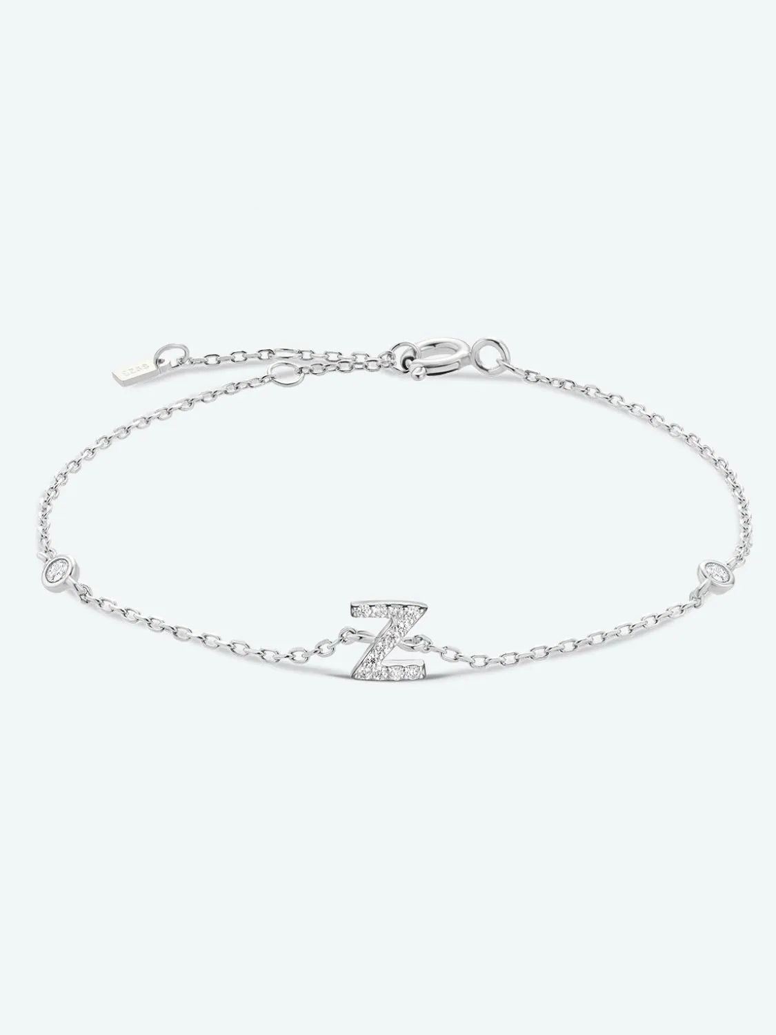 V To Z Zircon 925 Sterling Silver Bracelet Z Silver One Size Bracelets - Tophatter Daily Deals
