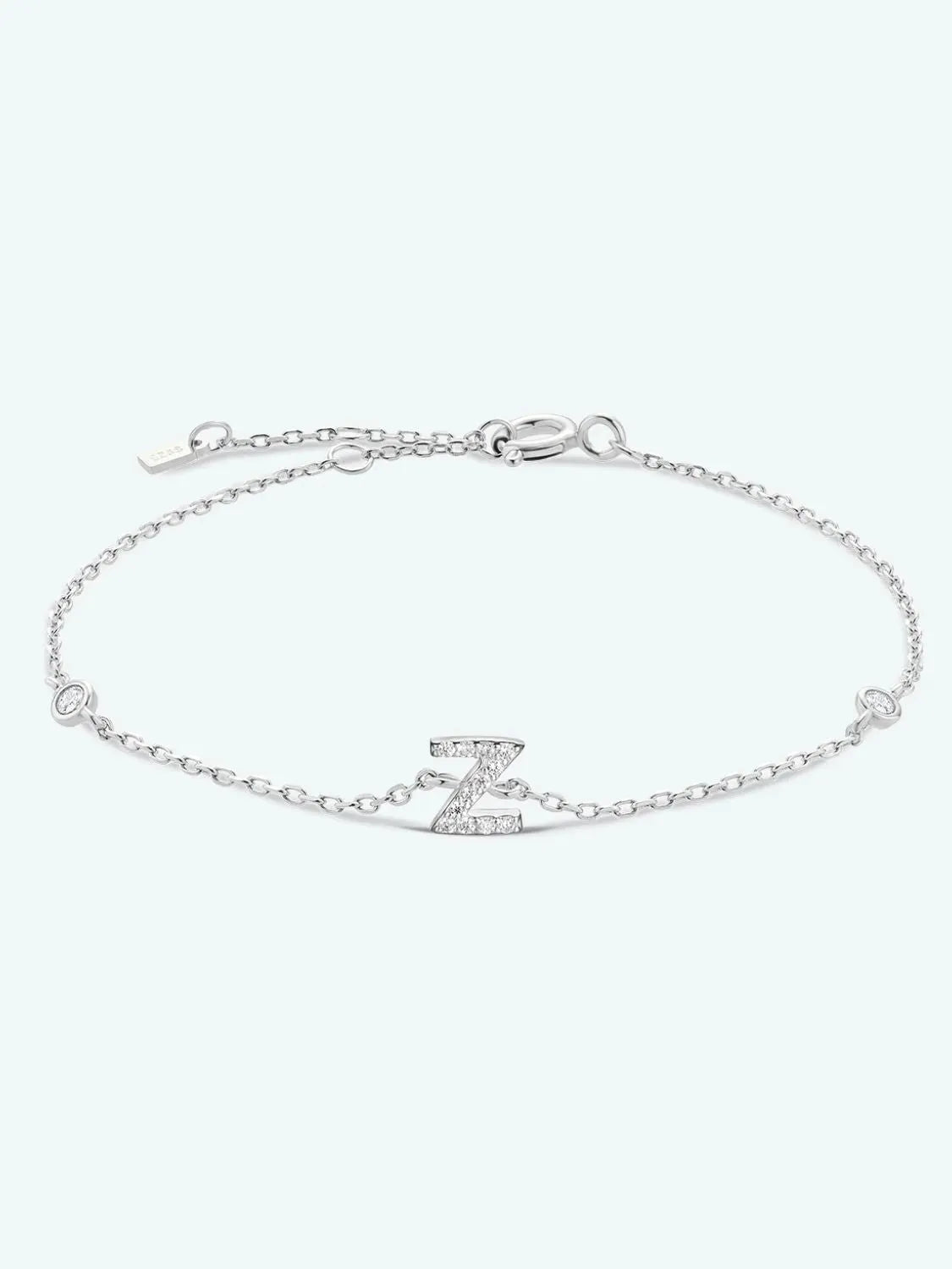V To Z Zircon 925 Sterling Silver Bracelet Z Silver One Size Bracelets - Tophatter Daily Deals