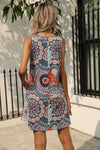 Printed Round Neck Sleeveless Dress with Pockets Casual Dresses - Tophatter Daily Deals