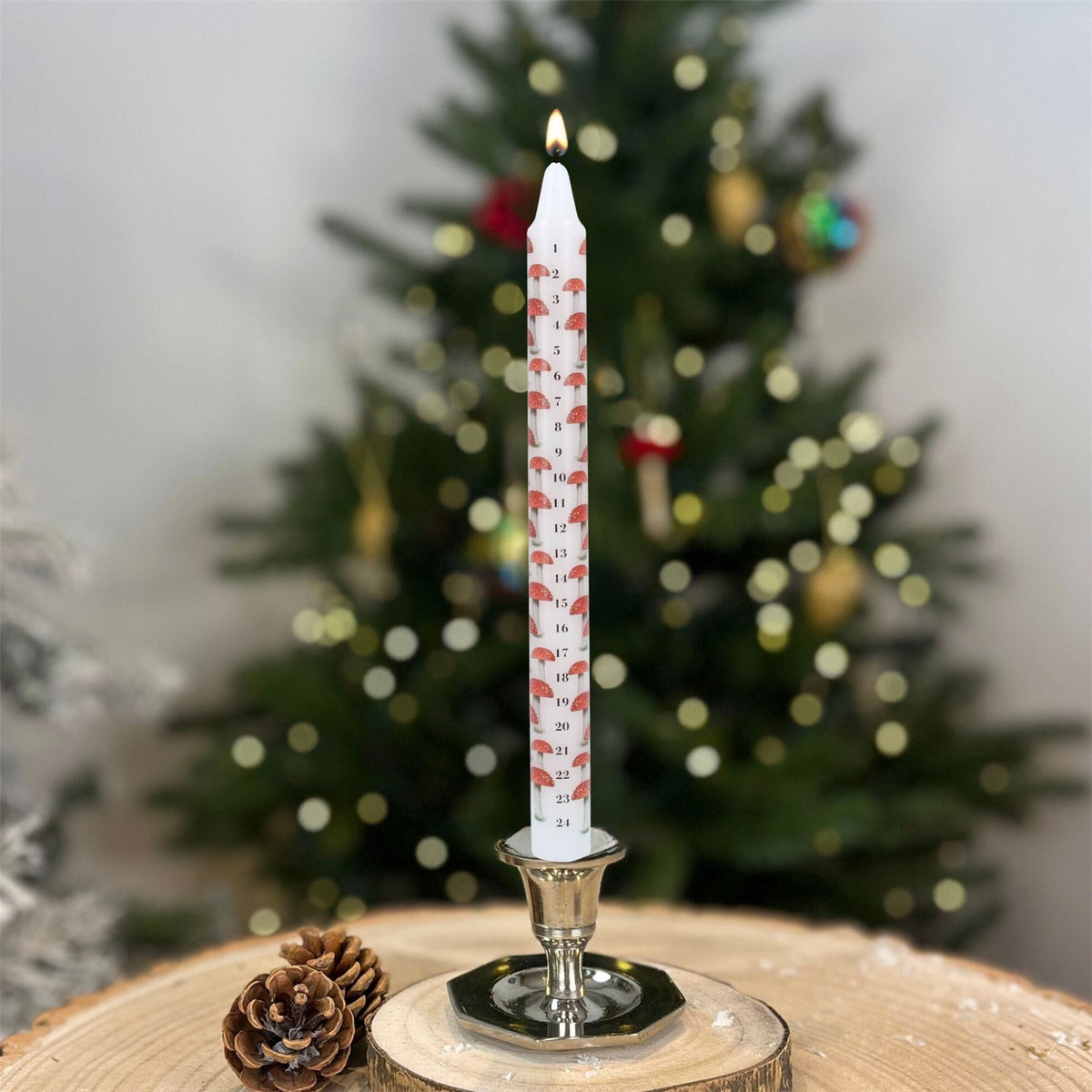 Toadstool Christmas Advent Candle | Mushroom Advent Christmas Candle - 23cm Advent Candle - Tophatter Daily Deals