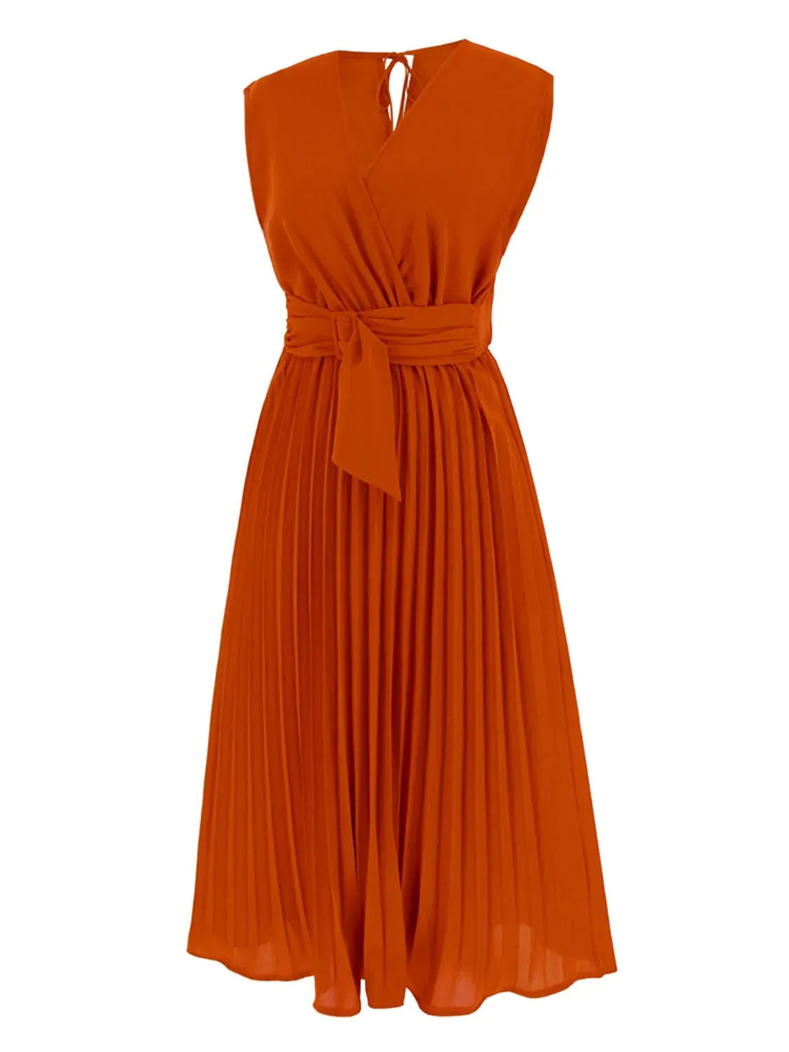Tied Surplice Pleated Tank Dress Casual Dresses - Tophatter Daily Deals