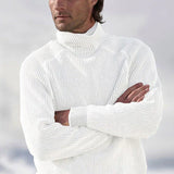Soft Men's Turtleneck Sweater - Ribbed Cashmere For Winter White - Tophatter Daily Deals