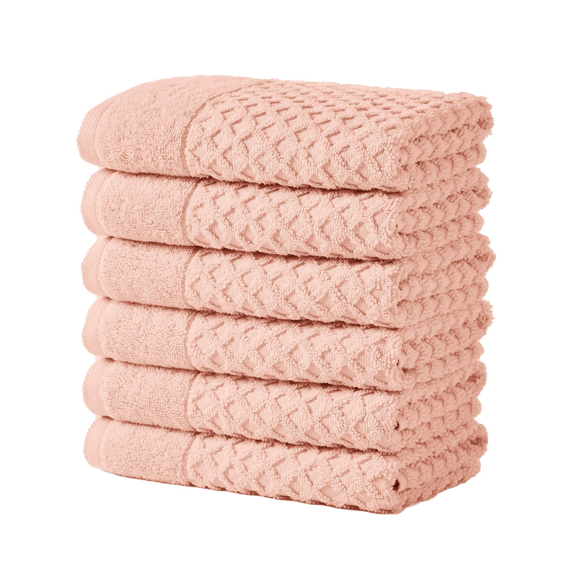 Cotton Diamond Waffle Weave Bath Towel Set - Grayson Collection Hand Towel (Pack of 6) Blush Bath - Tophatter Daily Deals