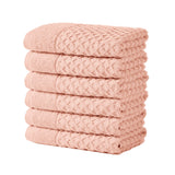 Cotton Diamond Waffle Weave Bath Towel Set - Grayson Collection Hand Towel (Pack of 6) Blush Bath - Tophatter Daily Deals