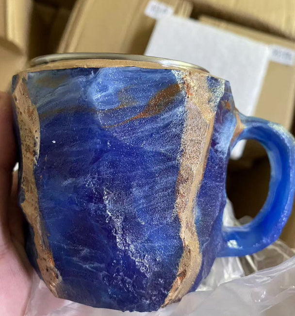 400ml Resin Mineral Crystal Coffee Mugs With Handles Elegant Fake Mineral Crystal Cup For Workplace Home Decor Christmas Gift Kitchen Gadgets Blue 10cm High Flat mouthed inner liner 0 - Tophatter Daily Deals