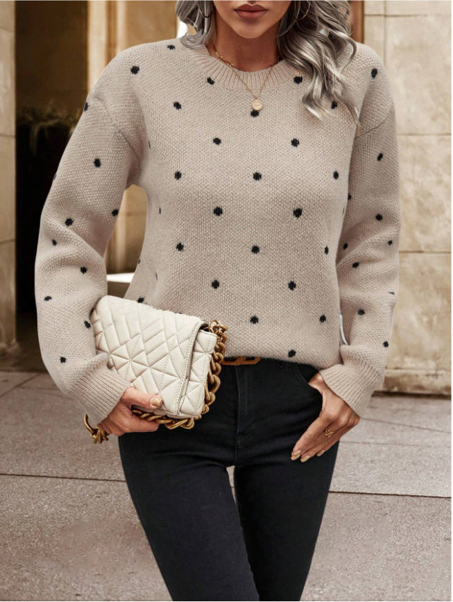 Soft Womens Sweater - Round Neck Long Sleeve Jacquard, Cozy Khaki 3D Changing Face Moving Picture Frame - Tophatter Daily Deals