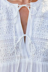 Lace Detail Tie Neck Mini Dress Casual Dresses - Tophatter Daily Deals