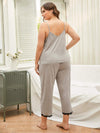 Plus Size Lace Trim Slit Cami and Pants Pajama Set Loungewear Sets - Tophatter Daily Deals