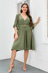 Plus Size Surplice Neck Half Sleeve Dress Casual Dresses - Tophatter Daily Deals