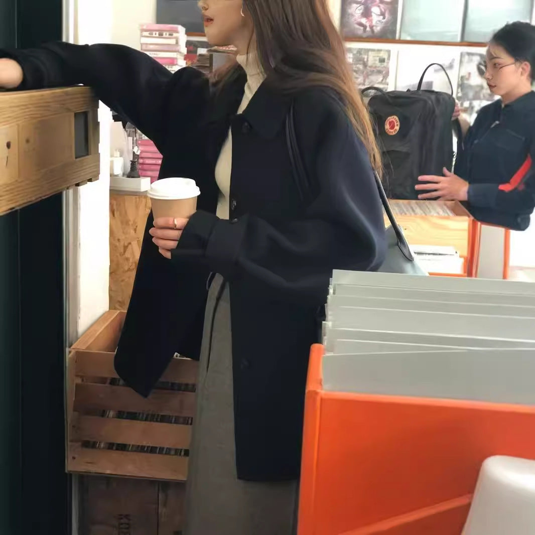 Warm Classic Women Wool Coat - Midlength A Line For Winter 3D Changing Face Moving Picture Frame - Tophatter Daily Deals
