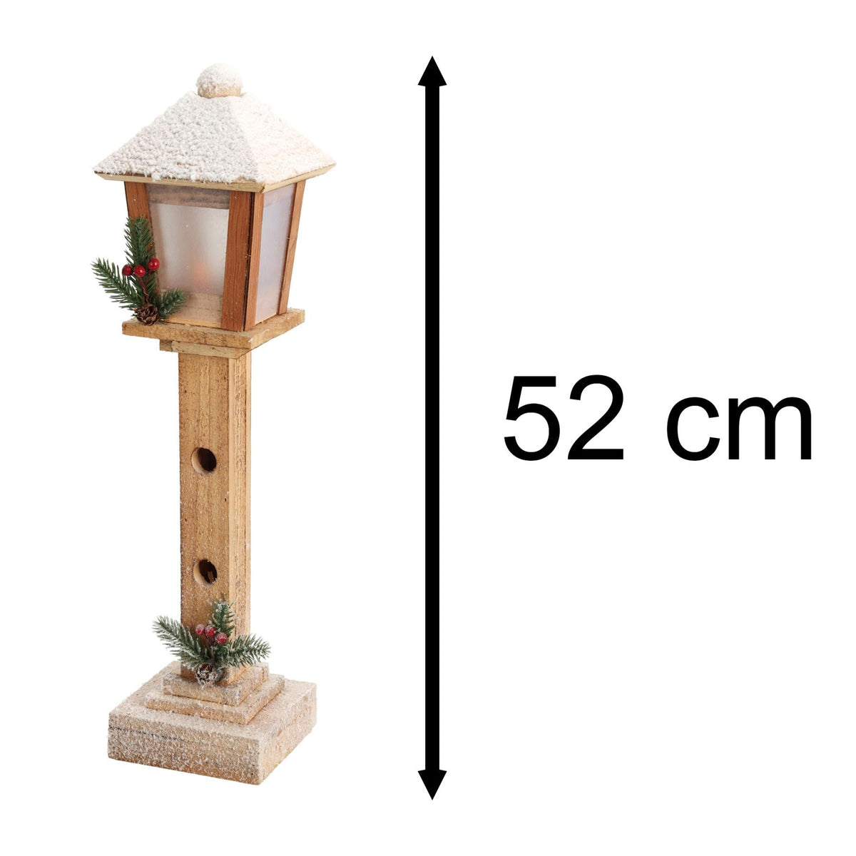 LED Christmas Lamp Post | Rustic Wooden Snow-topped Festive Street Light LED Light - Tophatter Daily Deals