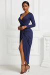 High-low Ruched Surplice Long Sleeve Dress Cocktail Dresses - Tophatter Daily Deals