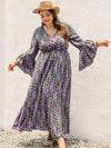 Plus Size Printed V-Neck Long Sleeve Maxi Dress Casual Dresses - Tophatter Daily Deals