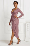 High-low Ruched Surplice Long Sleeve Dress Cocktail Dresses - Tophatter Daily Deals