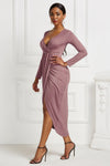 High-low Ruched Surplice Long Sleeve Dress - Tophatter Deals