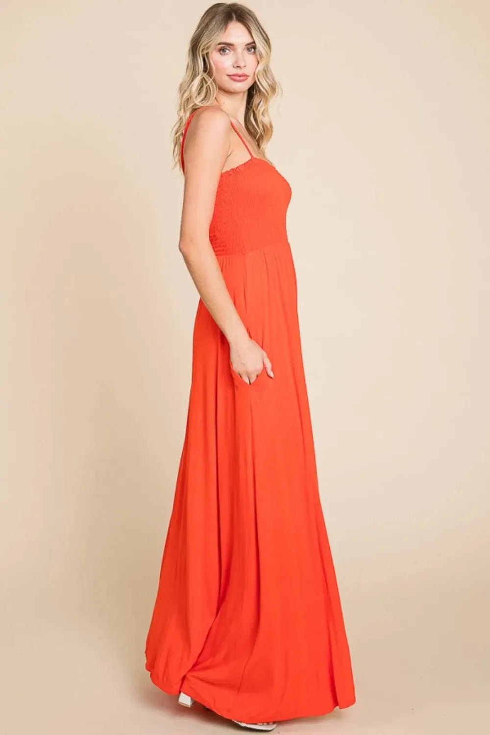 Culture Code Full Size Smocked Cami Maxi Dress with Pockets Casual Dresses - Tophatter Daily Deals