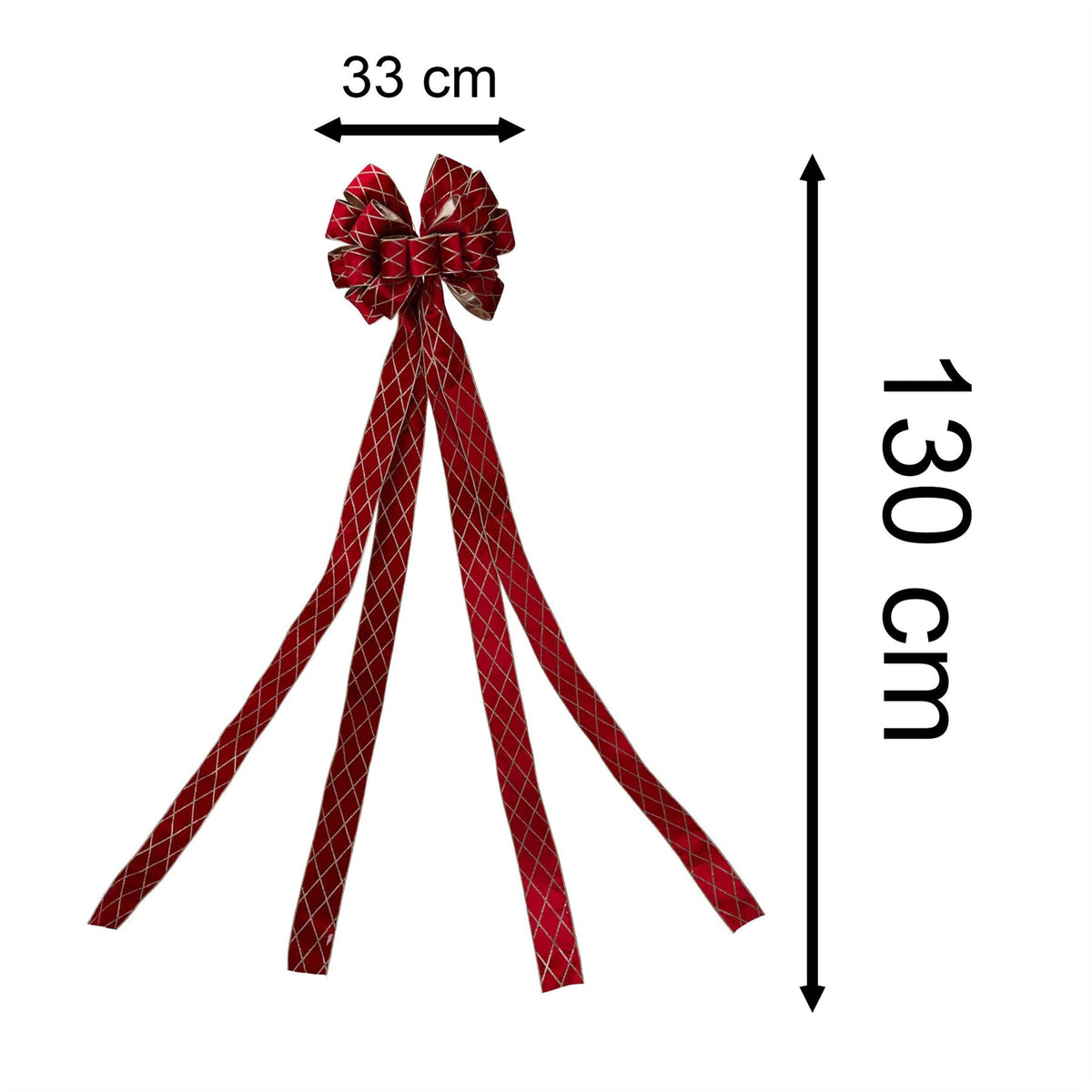 Red Velveteen Tree Top Bow with Long Streamer | Fabric Christmas Tree Topper Tree Decoration - Tophatter Daily Deals