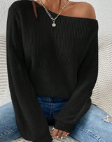 Soft Women’s Sweater - Asymmetric Shoulder, Ribbed Knit Black 3D Changing Face Moving Picture Frame - Tophatter Daily Deals
