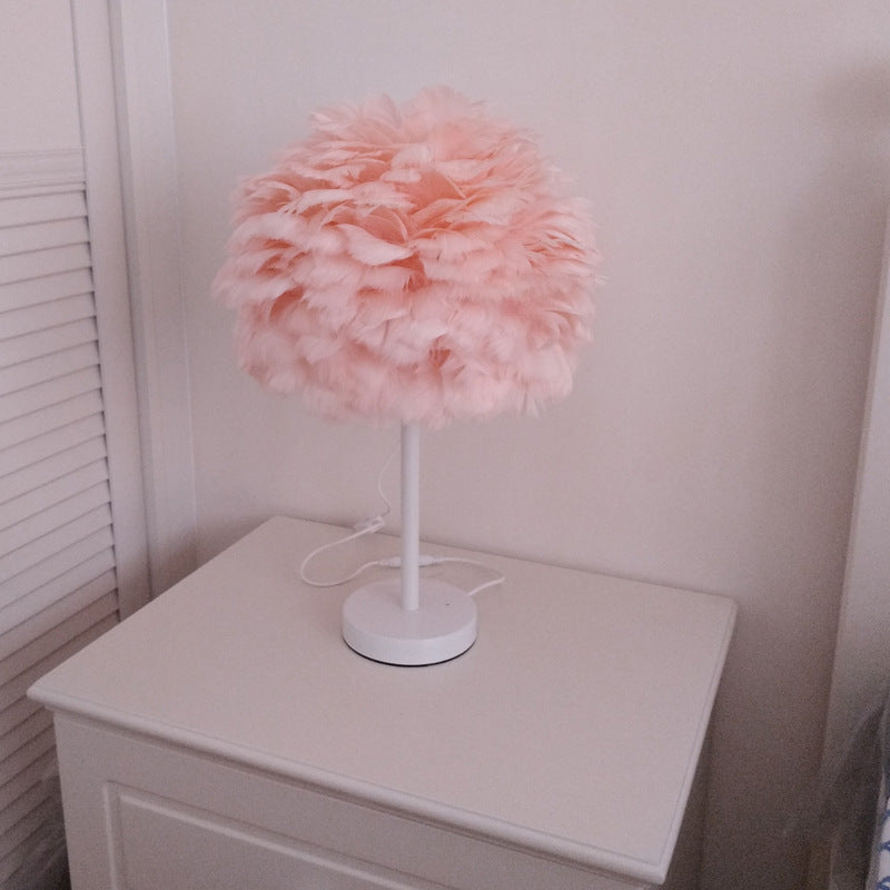 Bedroom Artistic Lamp Feather Table Lamp Apricot 0 - Tophatter Daily Deals
