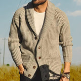 Soft Men's Shawl Collar Cardigan - Rib Knit, Spring Fall 3D Changing Face Moving Picture Frame - Tophatter Daily Deals