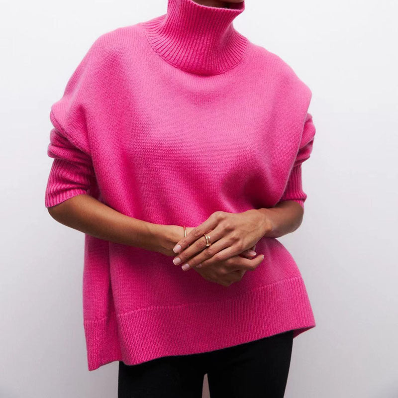 Soft Cozy Women Turtleneck Sweater - Oversized Pullover Rose Red 3D Changing Face Moving Picture Frame - Tophatter Daily Deals
