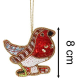 Christmas Tree Beaded Robin Bauble | Christmas Tree Hanging Ornament - 10cm Baubles - Tophatter Daily Deals