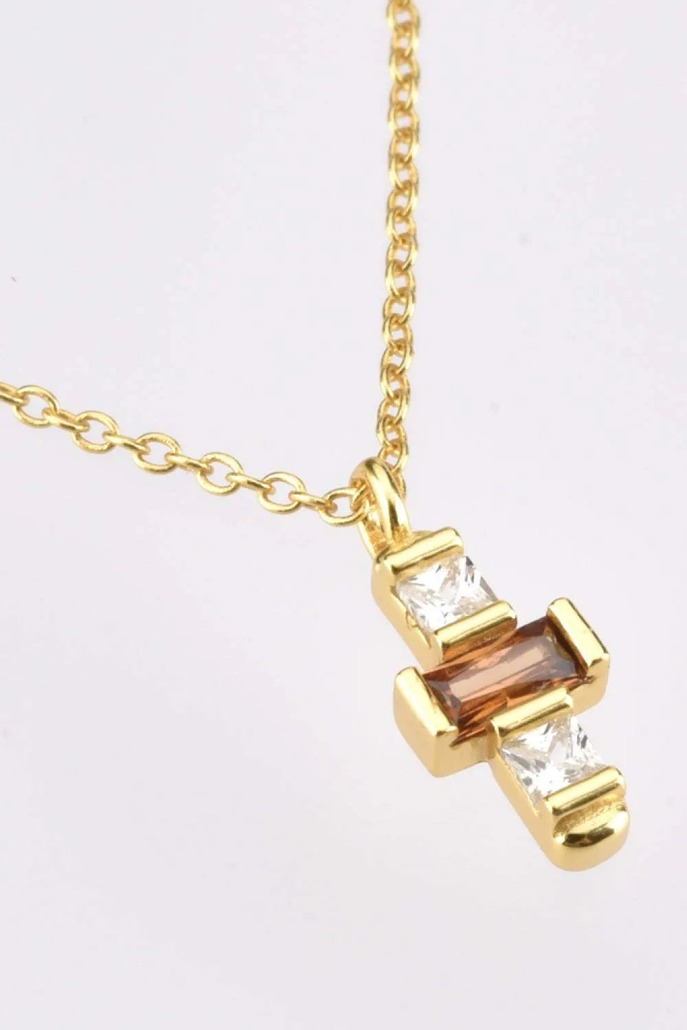 Zircon Cross Pendant 925 Sterling Silver Necklace Necklaces - Tophatter Daily Deals