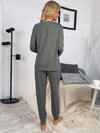 Round Neck Top and Drawstring Pants Lounge Set Loungewear Sets - Tophatter Daily Deals