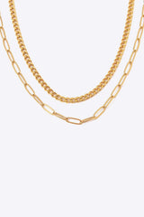 18K Gold Plated Layered Chain Necklace Necklaces - Tophatter Daily Deals