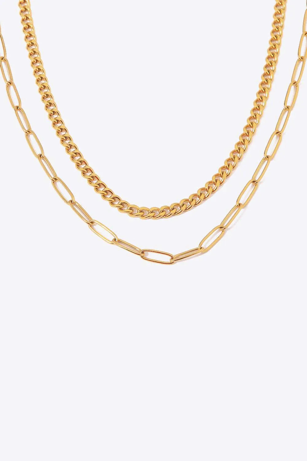 18K Gold Plated Layered Chain Necklace Necklaces - Tophatter Daily Deals