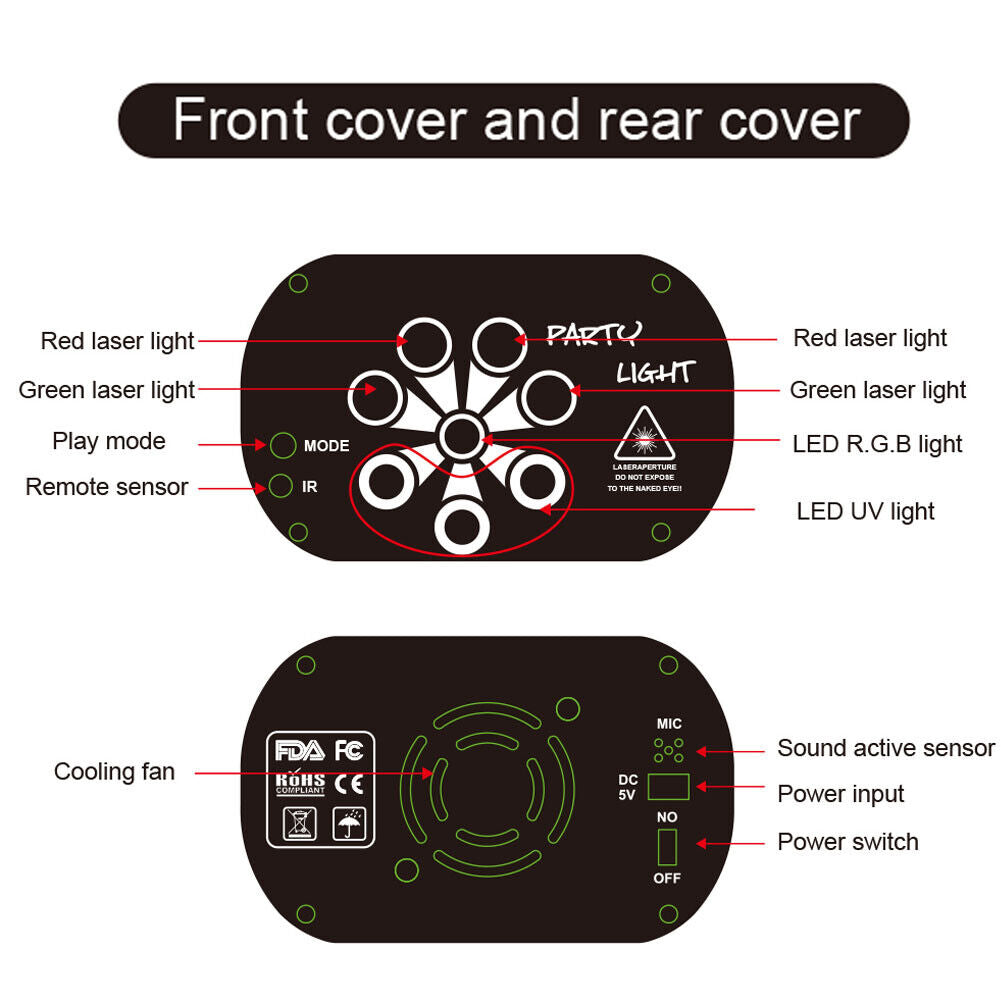 480 Pattern LED RGB Disco Party Laser Stage Light USB Club DJ Lighting Projector 5 - Tophatter Daily Deals