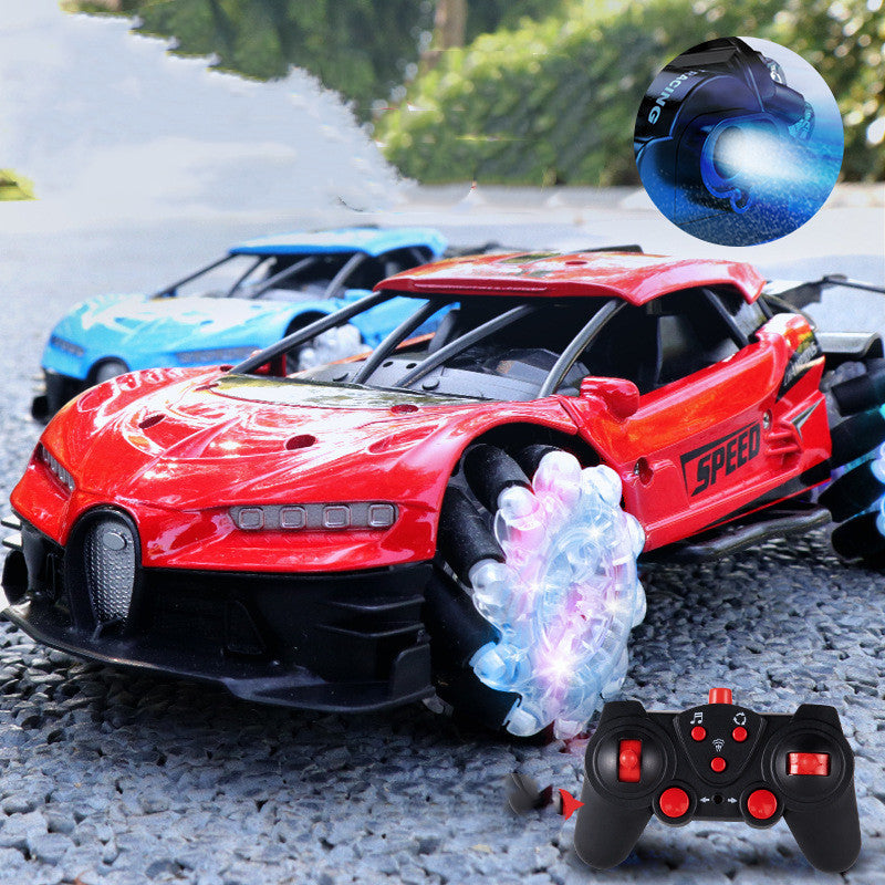 Alloy Remote Control Stunt Spray Car With Light And Sound Effects Red USB 0 - Tophatter Daily Deals