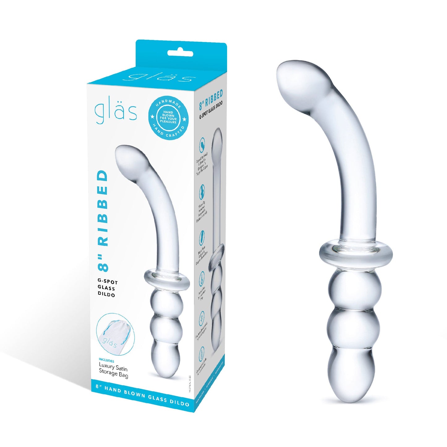 Glas 8 Inch Ribbed G-Spot Double-Ended Glass Dildo > Glass > Dildos - Tophatter Daily Deals