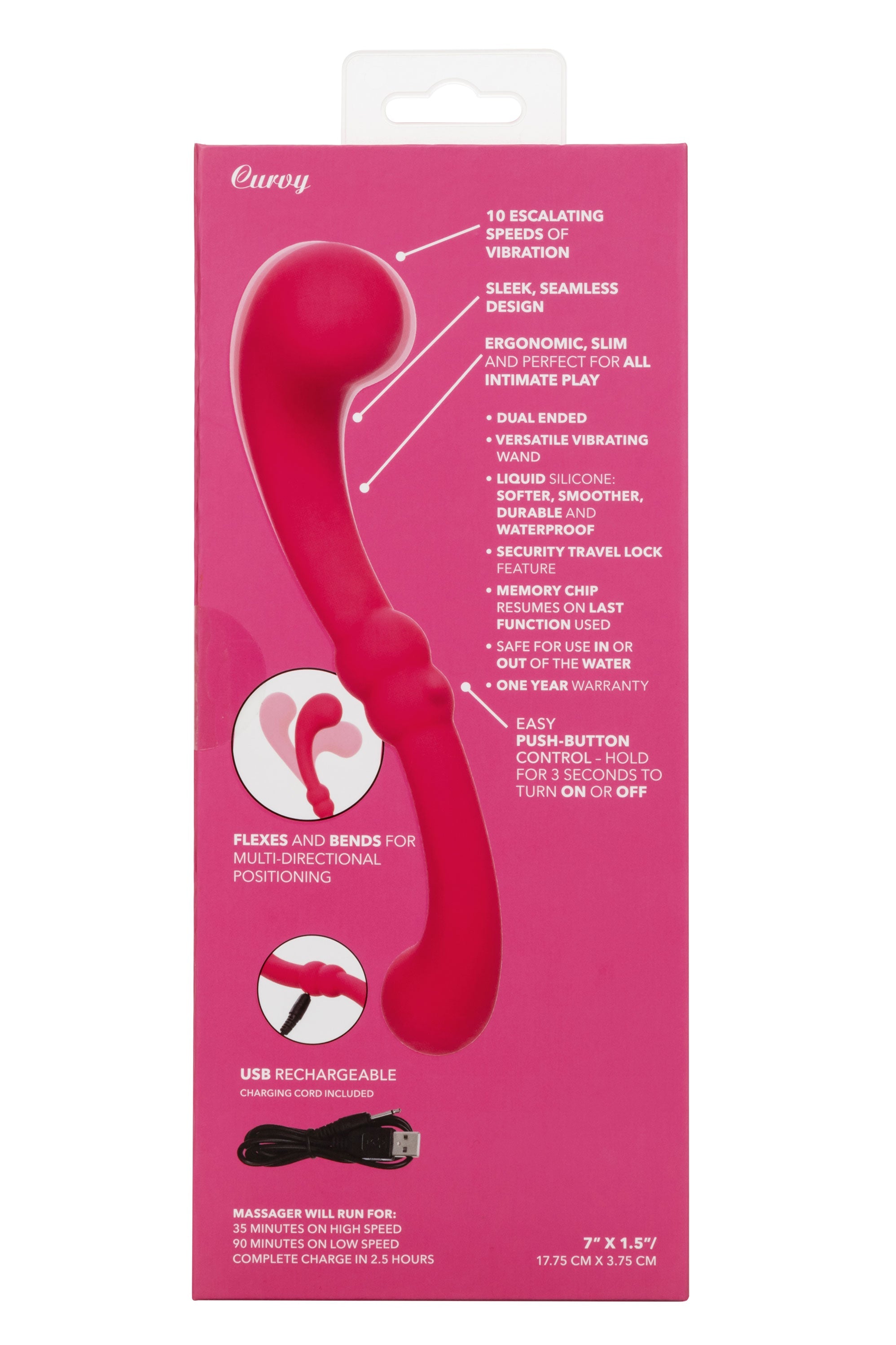 Pretty Little Wands Curvy Slim Pink Silicone Massager with 10 Speeds > Vibrators > Standard Vibrators - Tophatter Daily Deals