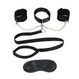 Lux Fetish Collar Cuffs and Leash Set with Removable Soft Plush Lined Cuffs and Adjustable Collar in Black > Bondage Gear > Restraints - Tophatter Daily Deals